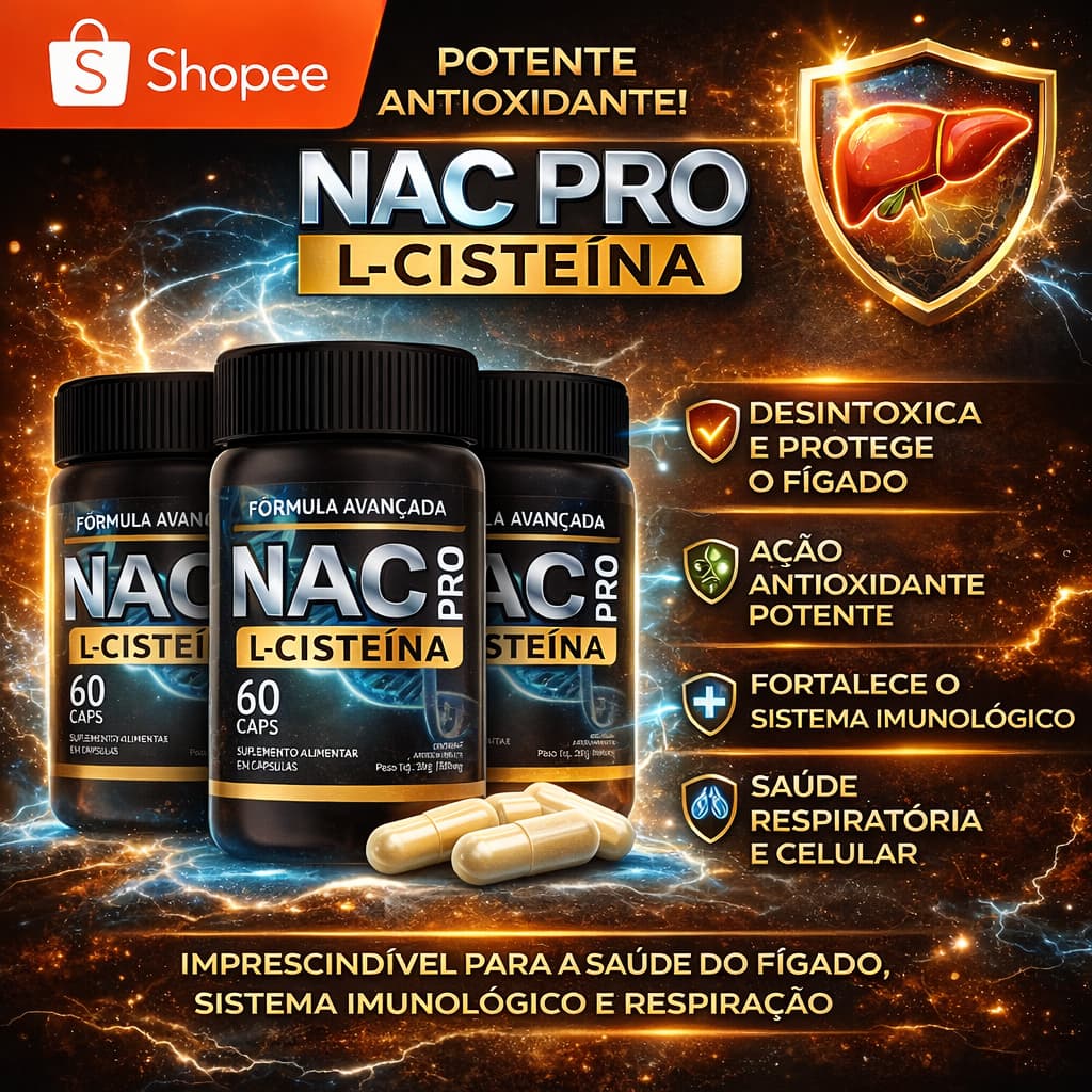 NAC Antioxidante Fígado N-Acetil L-Cisteína 500mg - 60 Cápsulas Original