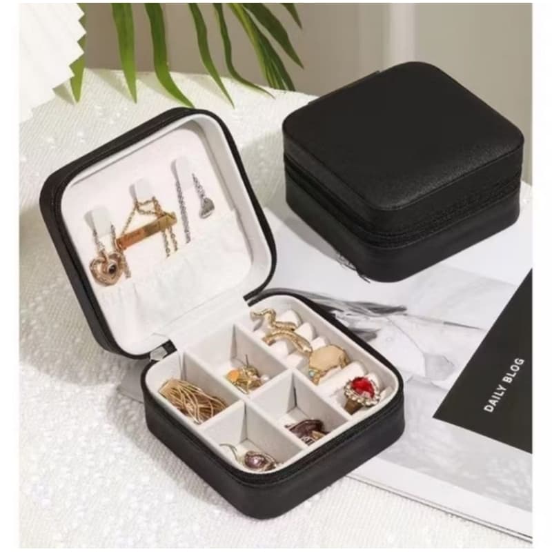 Mini porta joias compacto-Organizador de joias para viagem-Anel-brinco-colar.