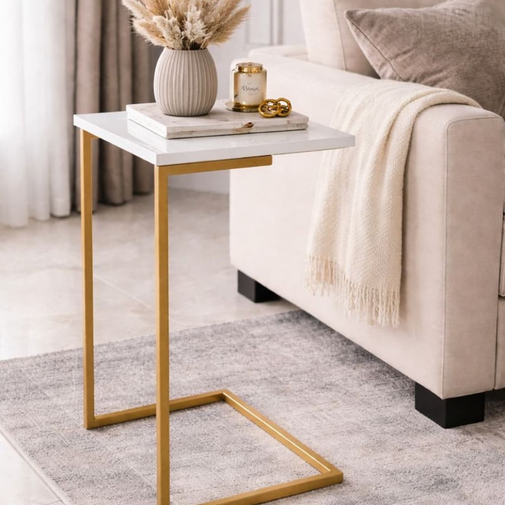 Mesa Lateral Notebook com Pés de Ferro Resistente e Elegante Apoio Sala Sofá Moderna Decoração