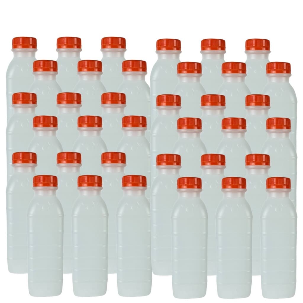 Kit Garrafa Frasco Plástico Descartável 300ml P/ Sucos Naturais Caldo Cana Água de Coco Tampa Lacre
