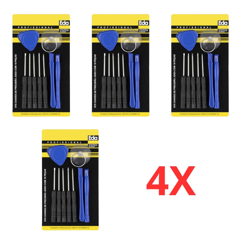 kit 4 Jogo Chaves De Precisão Para Celular Com 10 Peças 9Y cada Jogo x Preto EDA