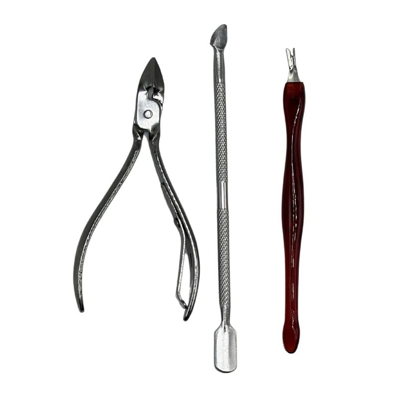 Kit Manicure 3 Peças – Alicate Cutícula + Espátula + Removedor de Cutícula