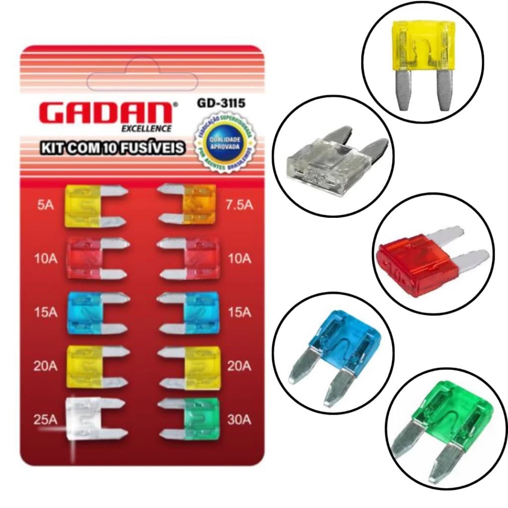 Kit Fusíveis Automotivos Padrão 12V 24V Carro Moto Mini Fusível Sortidos