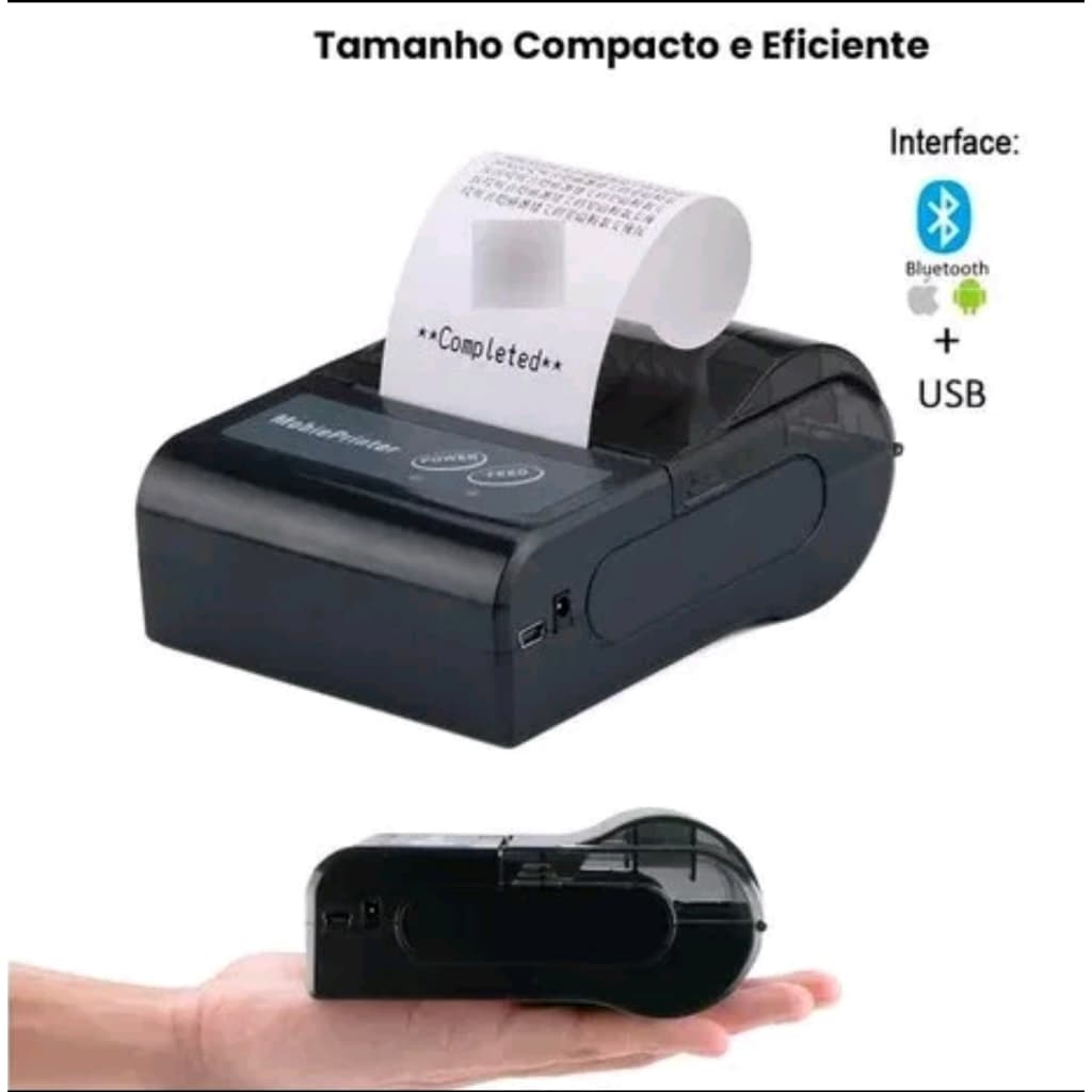 Mini Impressora Via Bluetooth Portátil Térmica 58mm Compatível Com Androide