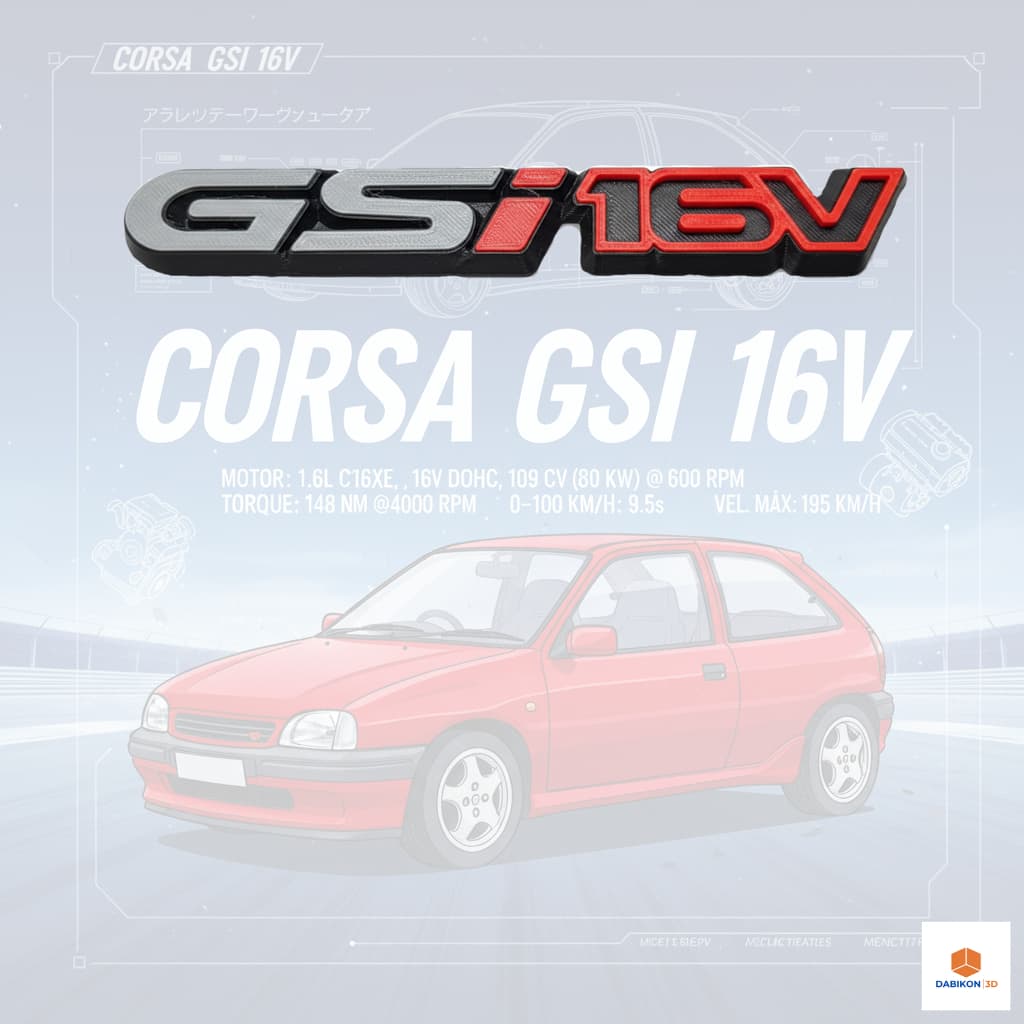 Emblema corsa GSI 16V - Impressora 3D
