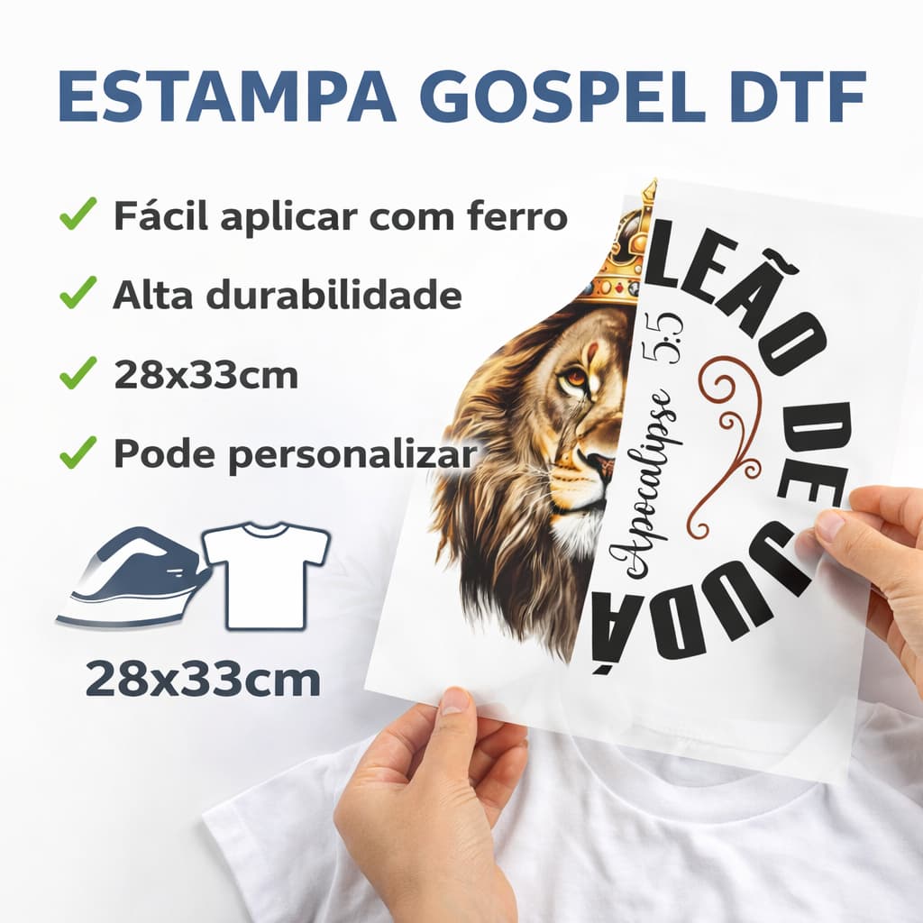 Estampa Gospel DTF Têxtil 28x33cm | Fácil Aplicação com Ferro | Personalizada | Alta Qualidade Profissional