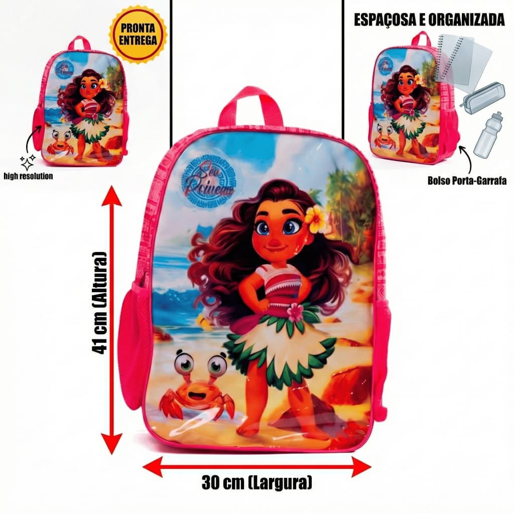 🌊 Mochila Infantil Feminina Escolar Princesa Do Mar Menina 🌊⭐
