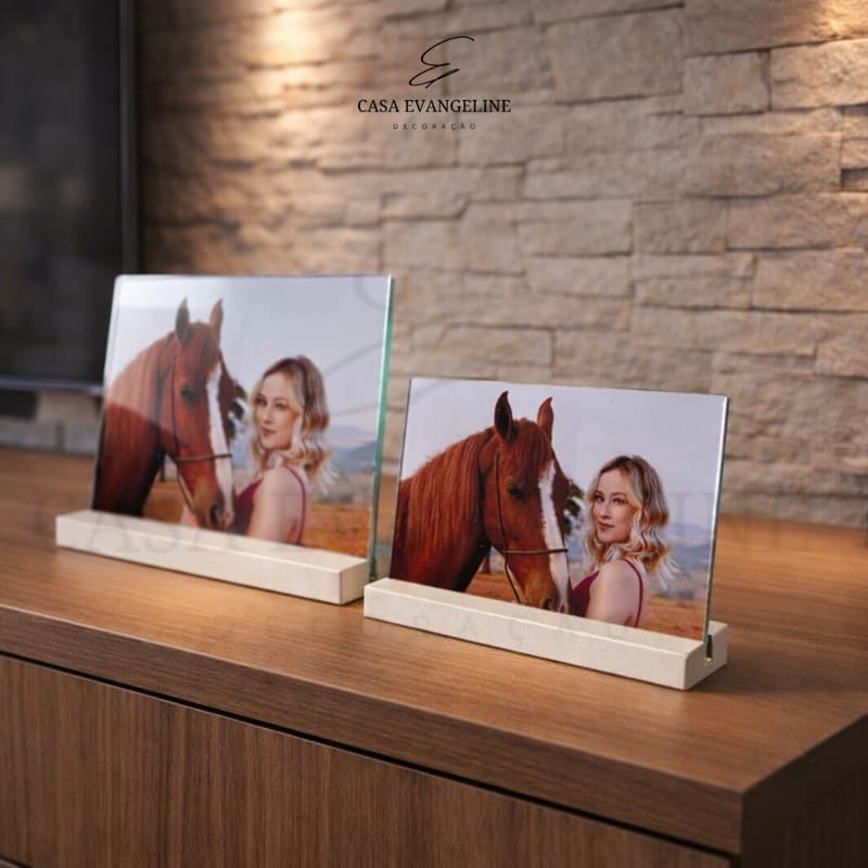 Porta Retrato 10x15cm - 15x21cm Em MDF + Vidro Presente Lembrancinha Decorativo Mimo Datas Especiais