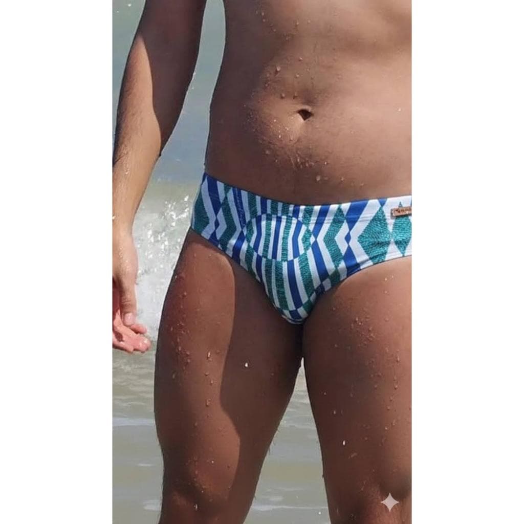 SUNGA ESTAMPADA SLIP DE POLIAMIDA, FORRADA.