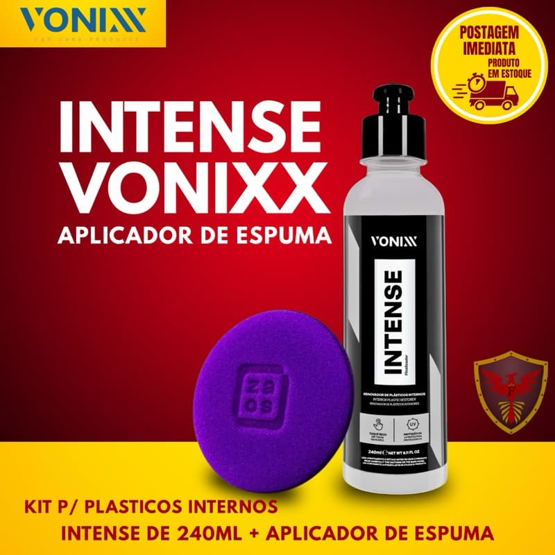 Vonixx Intense 240ml + Esponja Aplicadora Revitalizador e Protetor de Plásticos Internos Automotivos