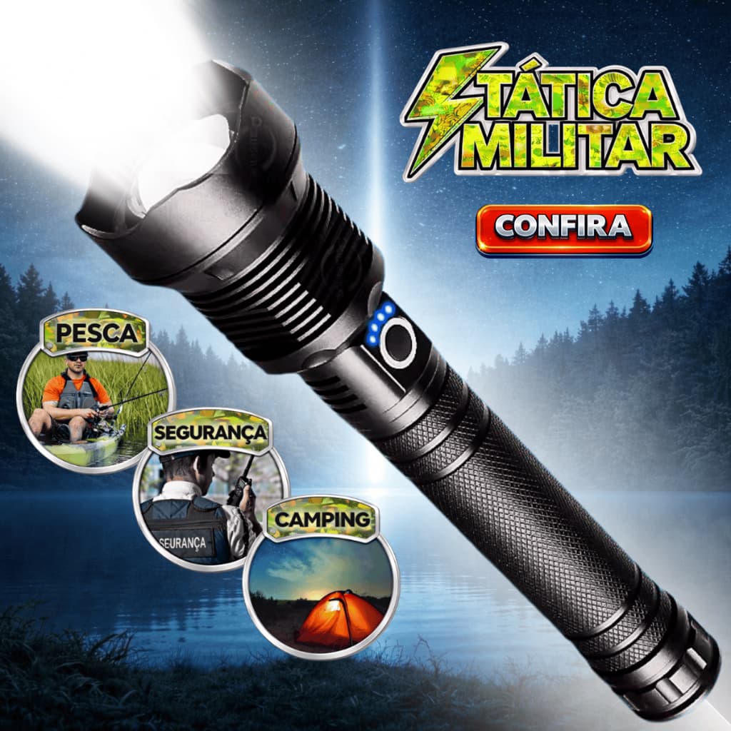 Lanterna Tática Militar Super Potente T12 / P90 Para Segurança Camping Trilha Sítio Fazenda