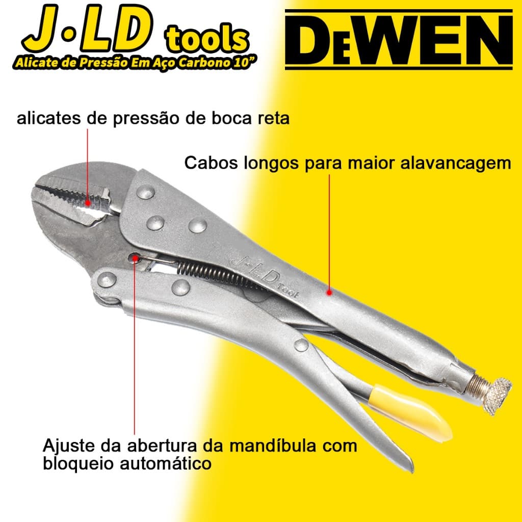 Alicate de Pressão Em Aço Carbono Com Mordente Curvo 10 Polegadas Resistente e Durável para Reparos