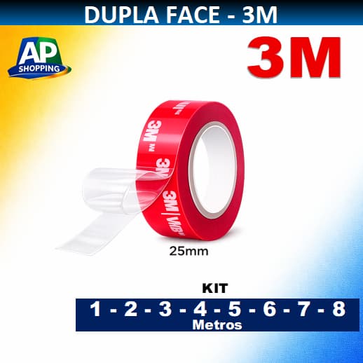 Fita Dupla Face Extra Forte 25mm da 3M Pronta Entrega  1, 2, 3, 4, 5, 6 ,7 e 8 metros