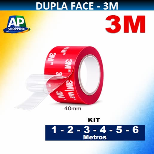 Fita Dupla Face Extra Forte 3M 40mm Pronta Entrega com 1, 2, 3, 4, 5 e 6 metros