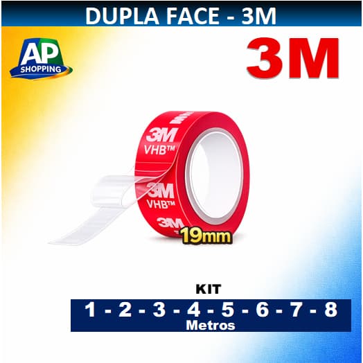 Fita Dupla Face Extra Forte 19mm da 3M Pronta Entrega, 1, 2, 3, 4, 5, 6 ,7 e 8 metros