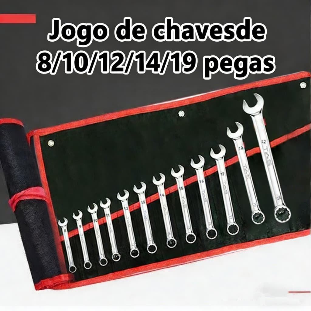Jogo De Chave Combinada Estrela E De Boca 6 A 22 MM Original Com 8/10/12/14/19 Peças