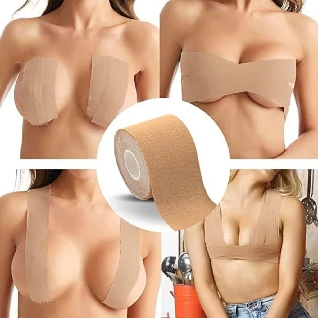 KIT 4 Fita Adesiva para Seios – Boob Tape 5cm x 5m – Levanta e Modela – Invisível