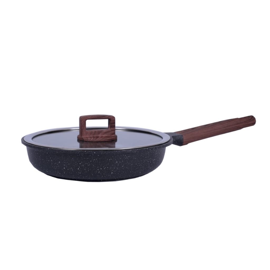 Frigideira Indução Antiaderente Revestimento Mármore Cerâmico 24cm Preto