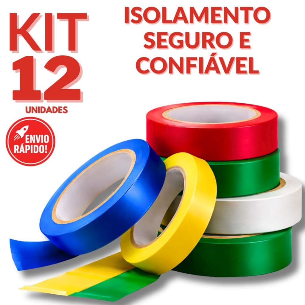 Fita Isolante Elétrica 5m Colorida Alta Aderência Resistente Ideal Para Fios Cabos Reparos Segurança