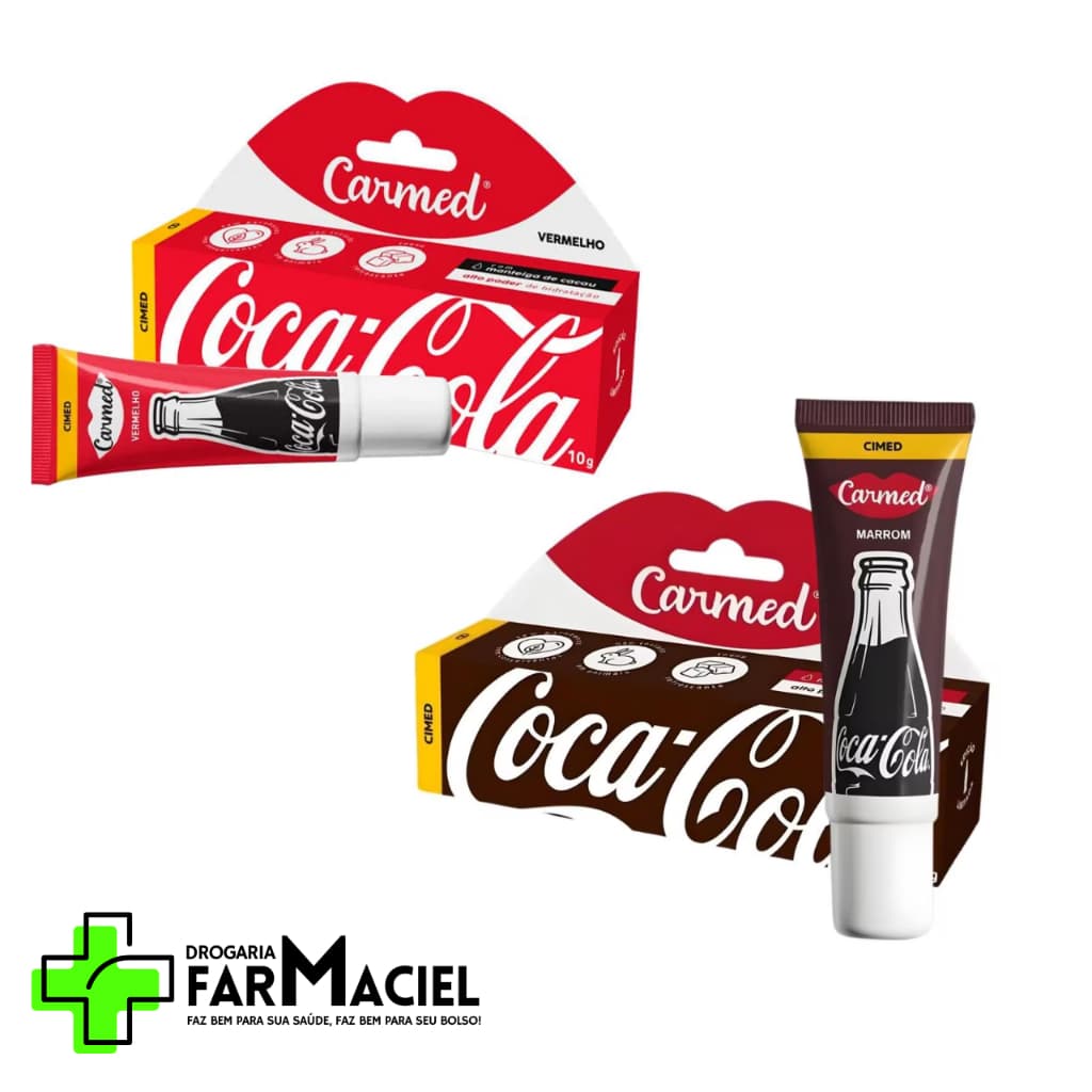 Carmed Coca-Cola Marrom e Vermelho - Hidratante Labial 10g