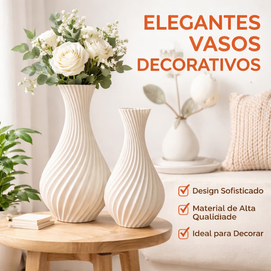 Kit 2 Vasos Decorativos Espiral Modernos para Sala, Rack, Escritório – Design Elegante e Sofisticado