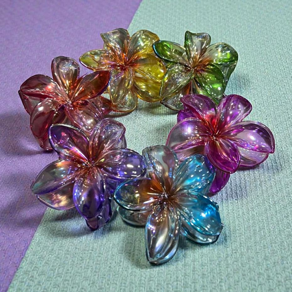 🌸✨ Grampo de Cabelo Neon Formato Flor 8x8X3cm | Cores Variadas ✨🌸