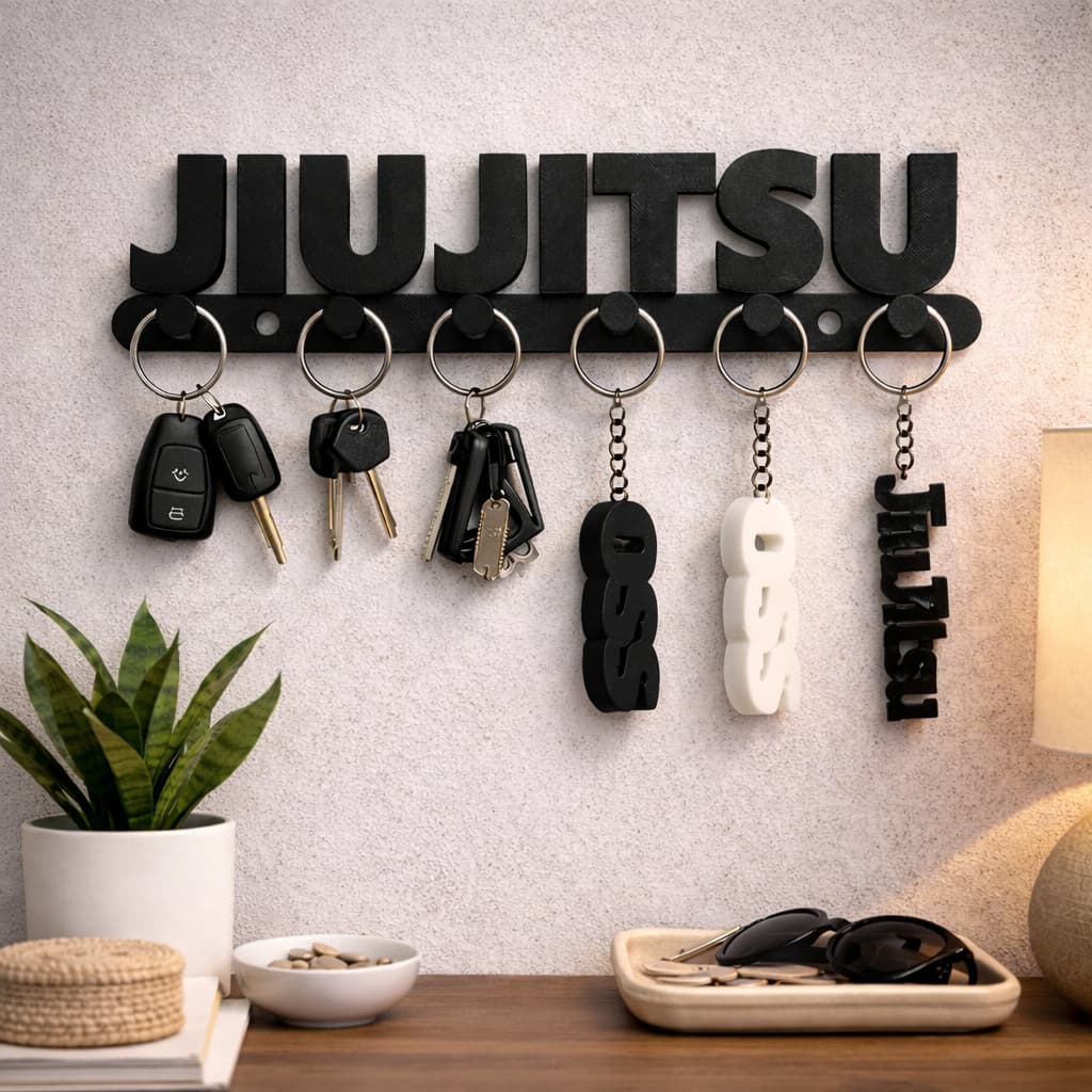 Porta Chaves Jiu Jitsu Decorativo | Suporte de Parede com 6 Ganchos |