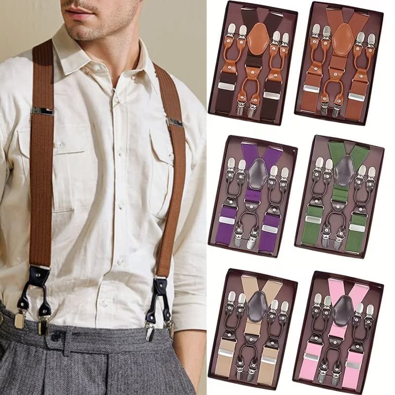 Suspensório Masculino Adulto  6 Garras Reforçado Ajustável Clássico Original Luxo
