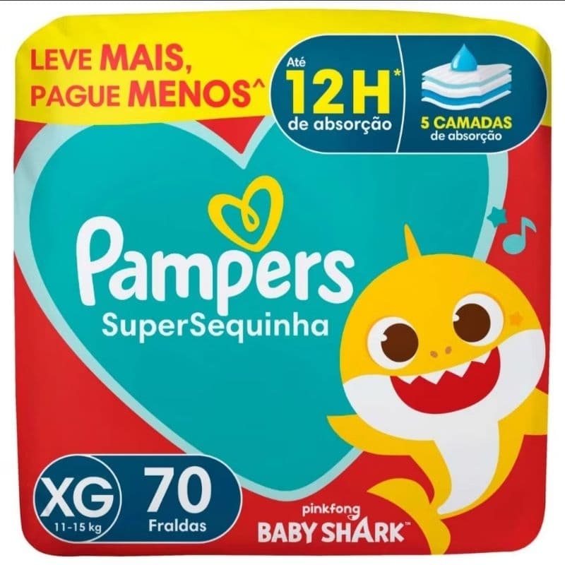 Fralda Descartável Pampers Supersequinha Tam. XG 70 unidades