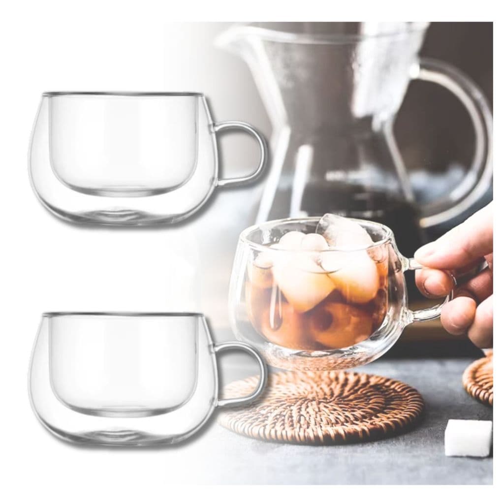 Jogo de Xícaras 2un Jogo de Chicara de Café Xícara de Vidro Duplo 200ml