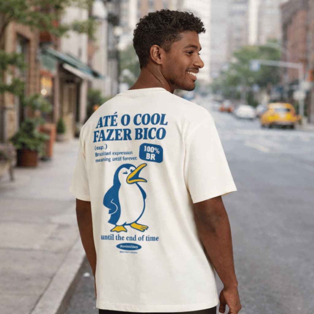 CAMISETA ESTAMPA FRENTE E COSTA ATÉ O COOL FAZER BICO ESTAMPPA DIVERTIDA ENVIO IMEDIATO 100% ALGODÃO