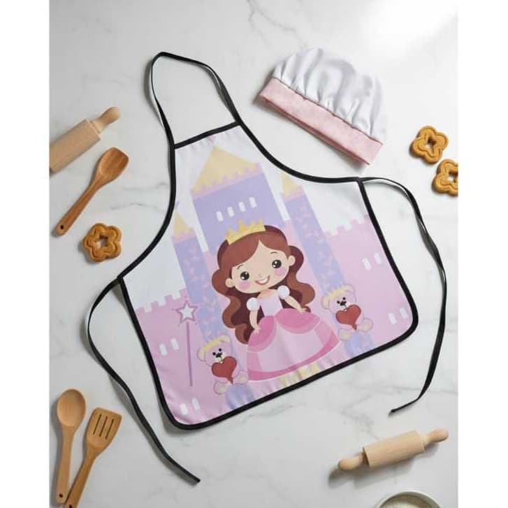 Kit Avental Infantil com Touca Personagem Princesa
