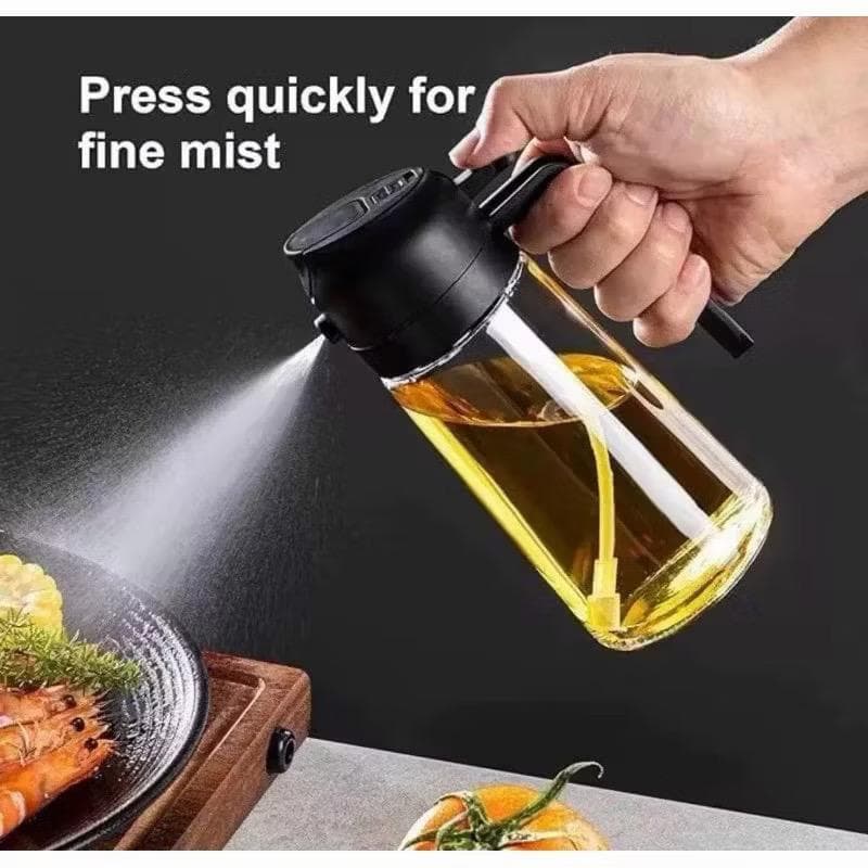 KIT C/2 Spray Borrifador Dosador 2 em 1 Azeite Vinagre Oléo Vidro Modelo Galheteiro Cozinha 470ML