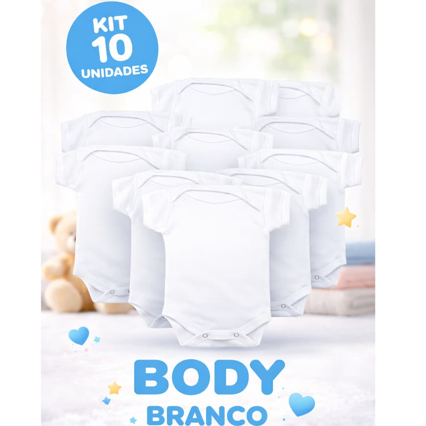 Kit 10 Body bebê, algodão, minimalista, antialérgico, personalizar