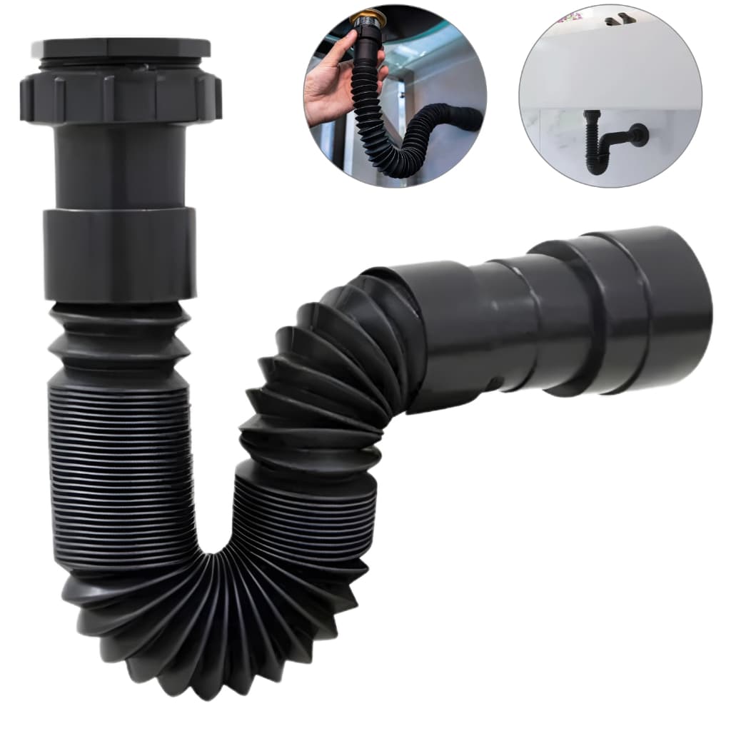 Sifão Sanfonado Extensivo 70cm Preto Para Pia de Cozinha/Lavanderia Flexível Delflex Original