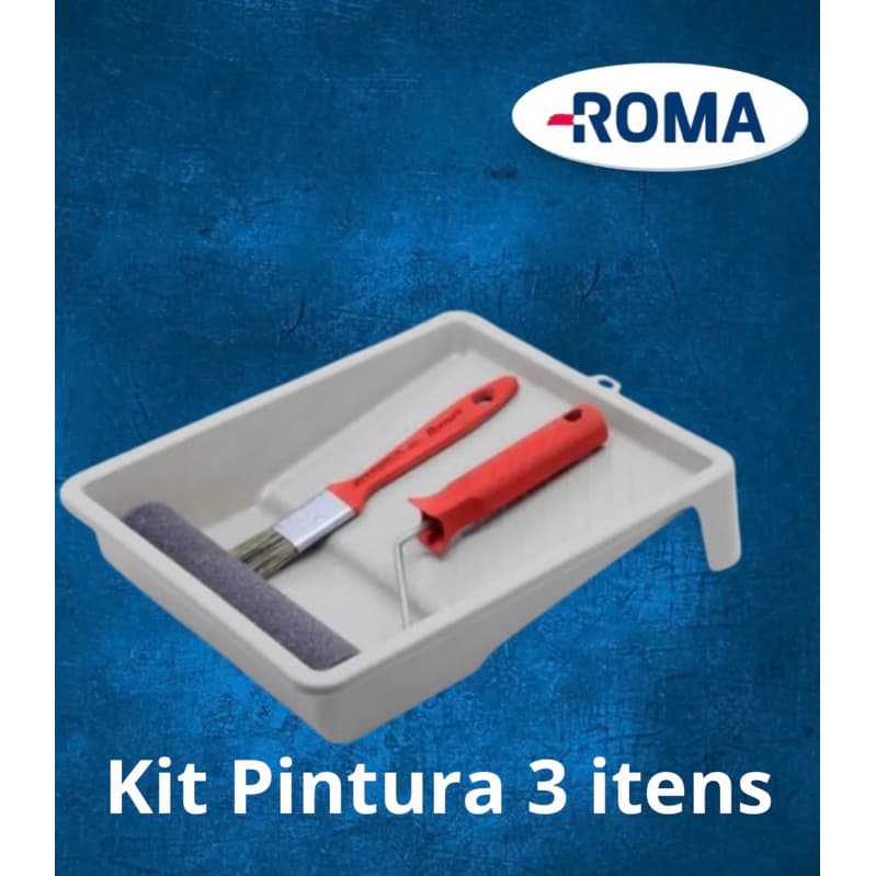 Kit Pintura 3 peças - Bandeja, Pincel, Rolo