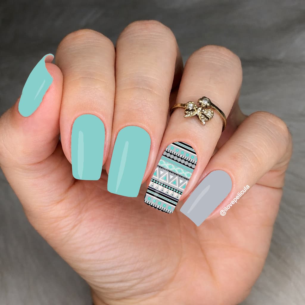Película de unha étnicos cartela com 12 adesivos ETN - 189 Adesivos,películas,unhas,nails art,unhas decoradas