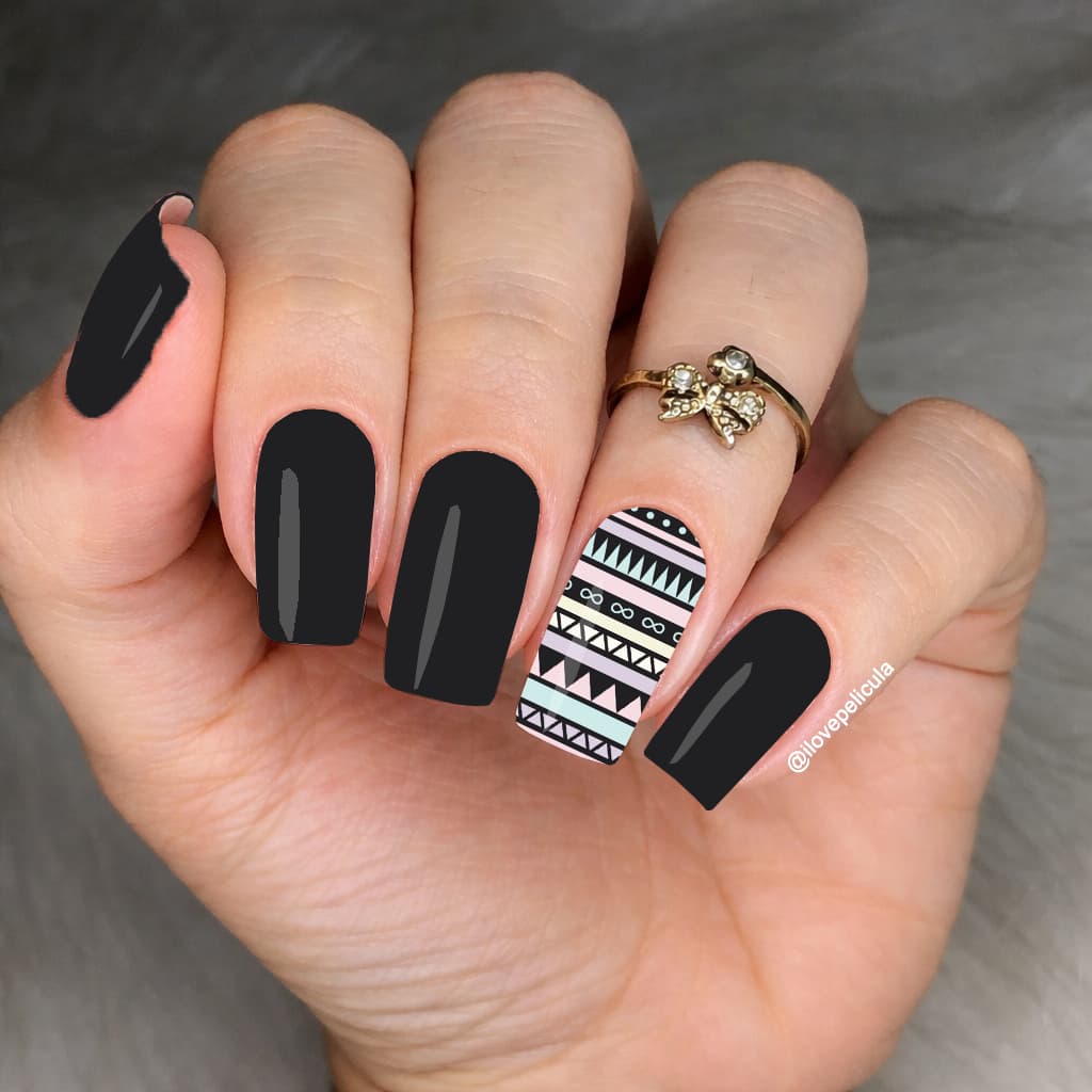 Película de unha cartela com 12 adesivos ETN - 303 Adesivos,películas,unhas,nails art,unhas decoradas
