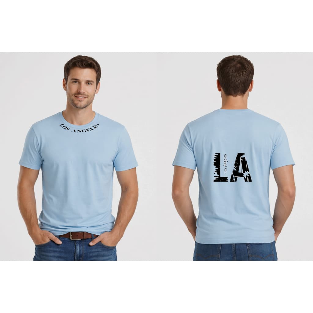 Camiseta Básica Masculina 100% Algodão Confortável Excelente Confecção Estampa LA