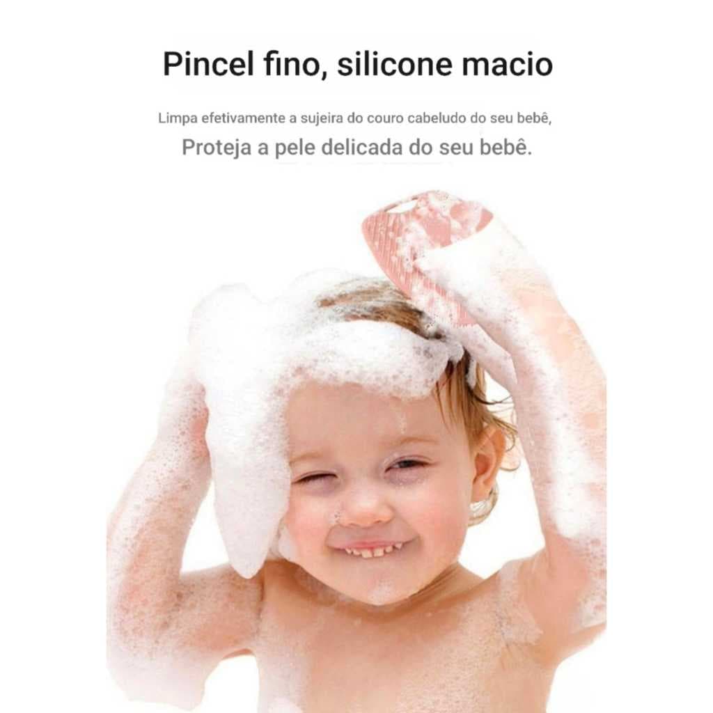 Massageador De Silicone Para Banho Escova Macia Com Alça Higiene Couro Cabeludo Bebê E Criança