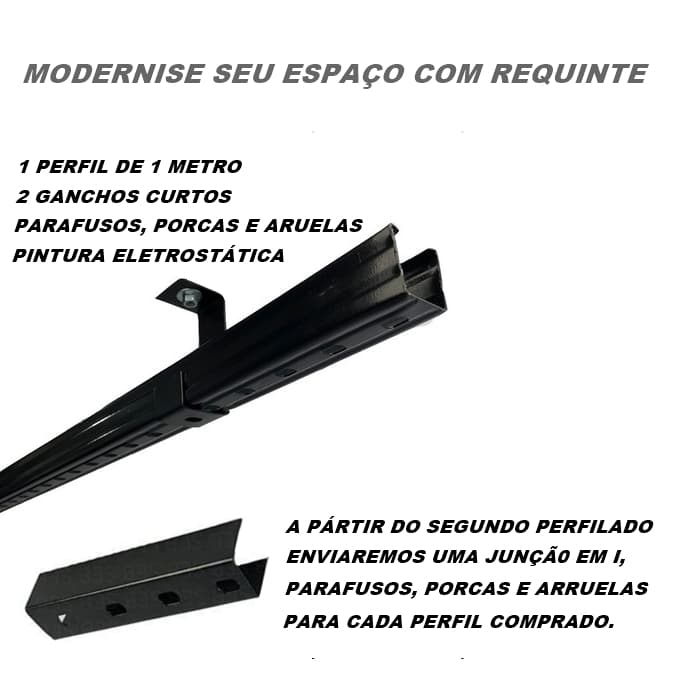 Perfilado 38/38 1 metro kit com gancho curto