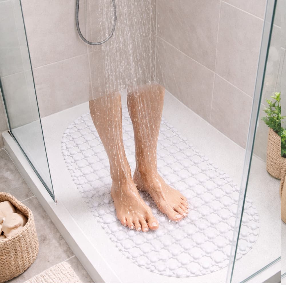 Tapete Antiderrapante Banho banheiro transparente clean branco
