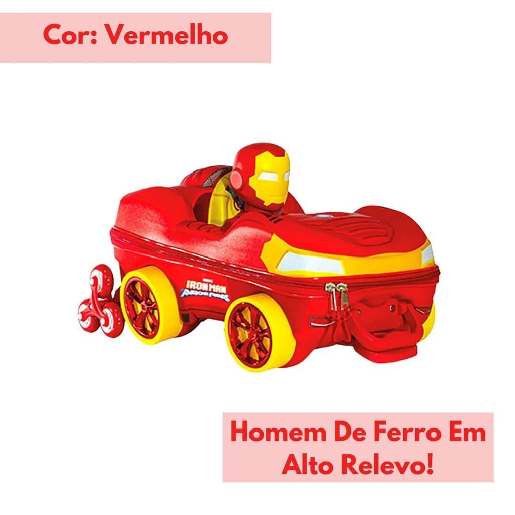 Mochila Mala Infantil 3D Rodinhas Homem De Ferro - Escola Viagem Espaçosa Criança Escolar Resistente