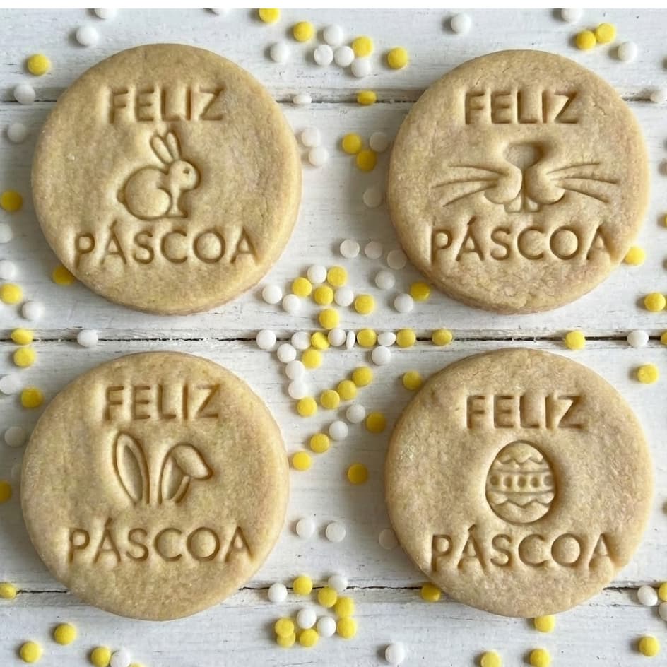 Feliz Páscoa Coelho Ovo Kit Cortador e Marcador Biscoito Coelhinho 4 Modelos Cookies Decorados Confeitaria Profissional