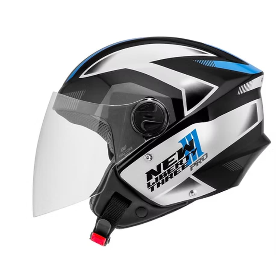 CAPACETE TORK NEW LIBERTY THREE PRO (PRETO e AZUL BRILHANTE)