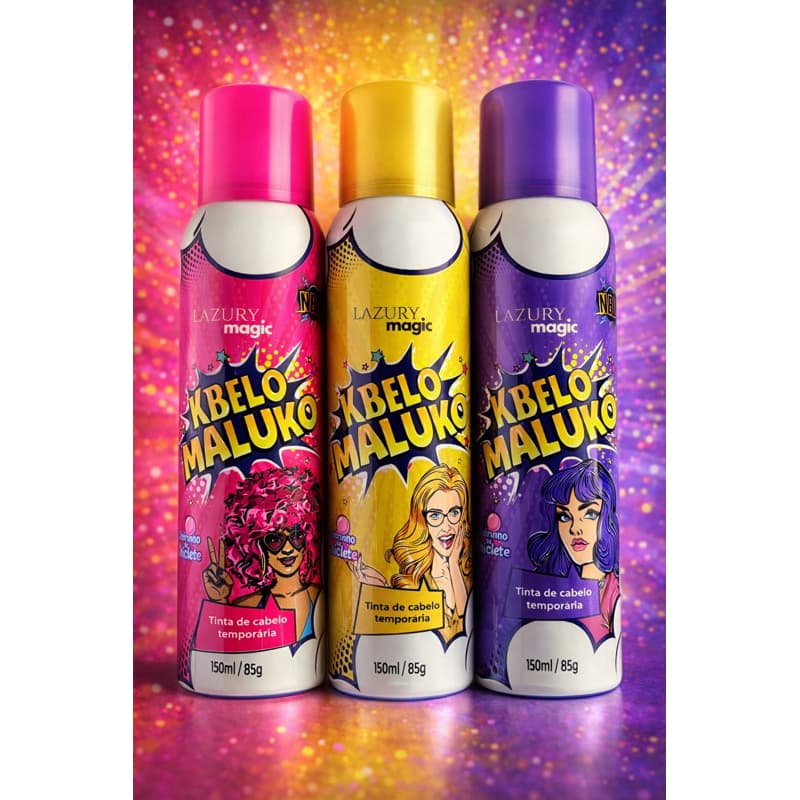 Spray Colorido Kbelo Maluko Lazury Magic – Tinta Temporária para Cabelo 150ml