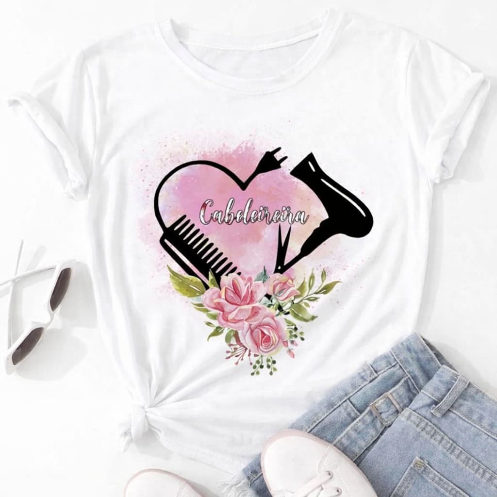Camiseta Profissão Cabeleireira – Estilo, Beleza e Personalidade Branca