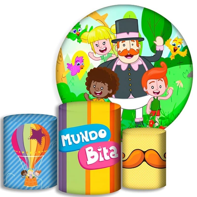 Capas Para Cilindros + Painel - tema infantil / mundo bita - Kit Decoração Festa / Pegue e Monte