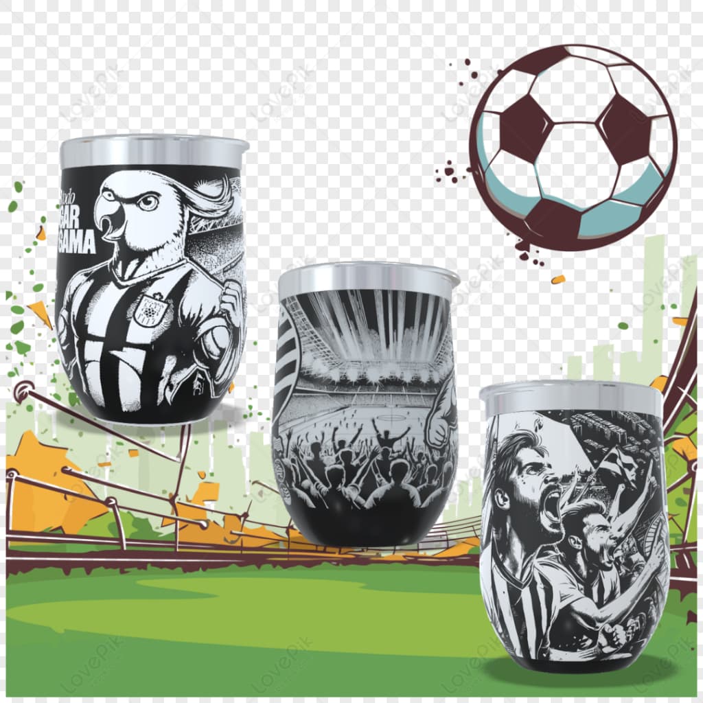 Copo térmico cuia 350ml com arte 360º graus a laser no copo inteiro do seu time torcida de futebol ideias de presente