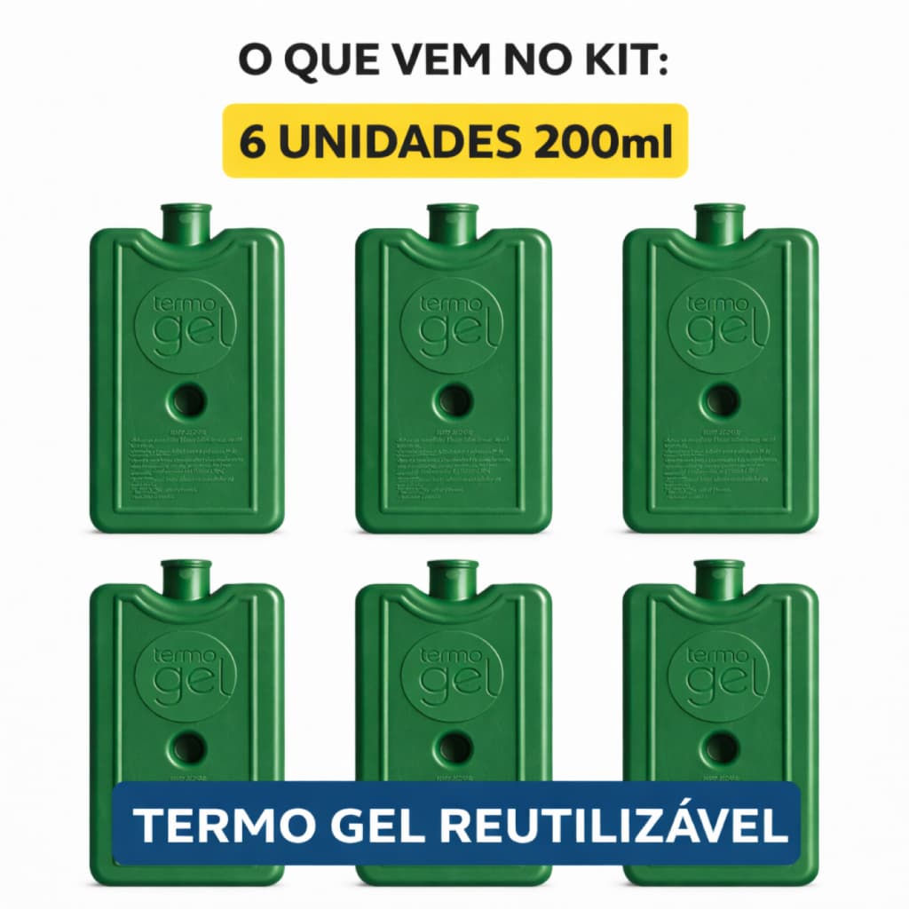 Kit 6 Gelo Reutilizável De Plástico Termogel 200ml Cooler Bebidas